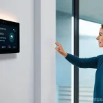 데이터사이언스와 사물인터넷 IoT - **Prompt 1: Smart Home Healthcare Integration**
A futuristic, well-lit living room in a modern s...