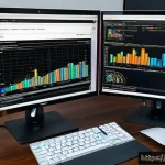 데이터사이언스에서 Scikit learn 활용 - A detailed digital illustration of a modern data scientist workspace showing a computer screen with ...